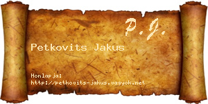 Petkovits Jakus névjegykártya